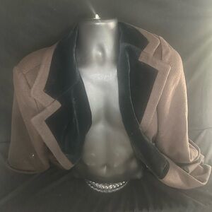 Brown Blazer with Black Lapel-ladies size L-Amanda Lee-#346